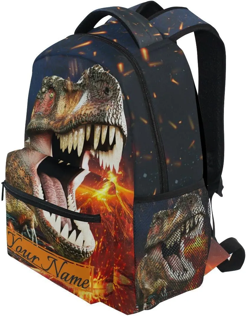 Custom Name Boys Dinosaur Backpacks 3D T-Rex 3rd 4th 5th Grade School Bookbags Travel Laptop Daypack Bag Purse for Teens