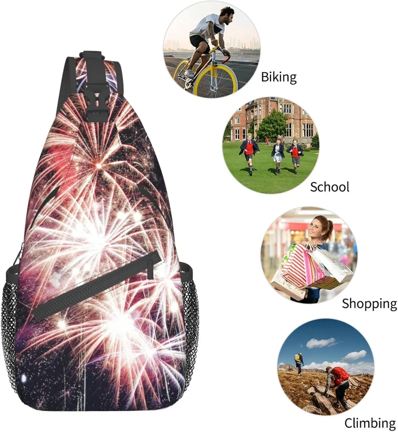 Cute Christmas Owls On Branch Unisex Casual Diagonal Chest Bag,Multipurpose Crossbody Shoulder Bag Hiking Daypack