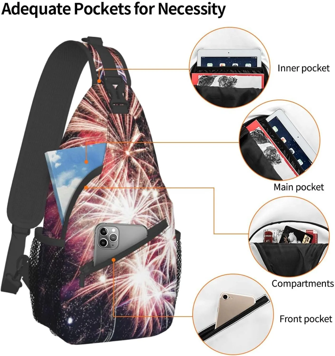 Cute Christmas Owls On Branch Unisex Casual Diagonal Chest Bag,Multipurpose Crossbody Shoulder Bag Hiking Daypack