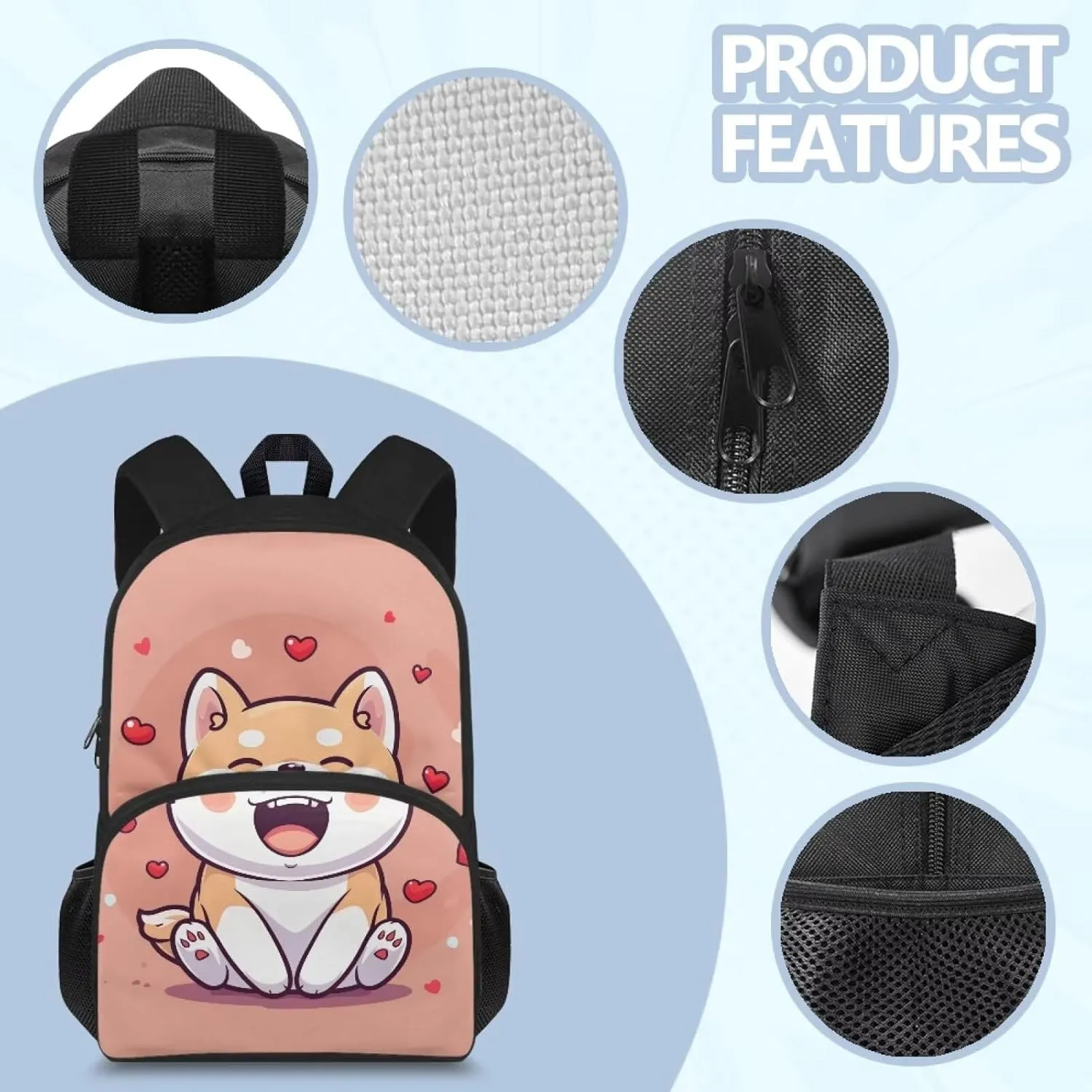Cute Dog Kids Backpack Backpacks for Girls Boys School 15 Inch Kids Backpacks Cute Book Bag Lightweight Casual Daypack Kindergarten Elementary School Boys and Girls
