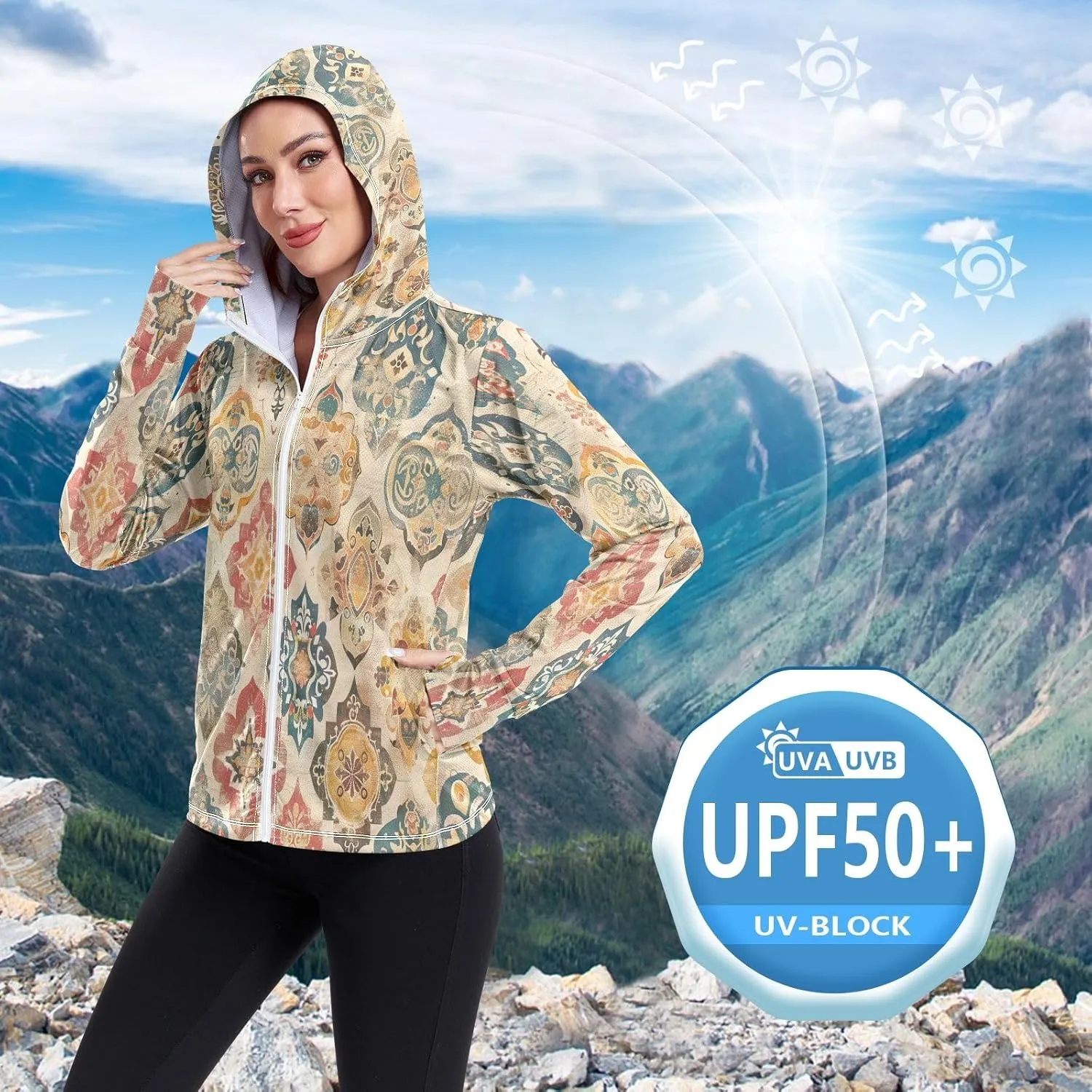 Cute Dogs and Cats Uv Hoodie, Long Sleeve Running Shirts Women, Zip up Shirt Women, Outdoor Jacket Upf 50 