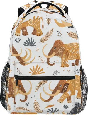Cute Mammoths Backpack Laptop Tablet Travel School Bag with Name Tag for Boys Girls