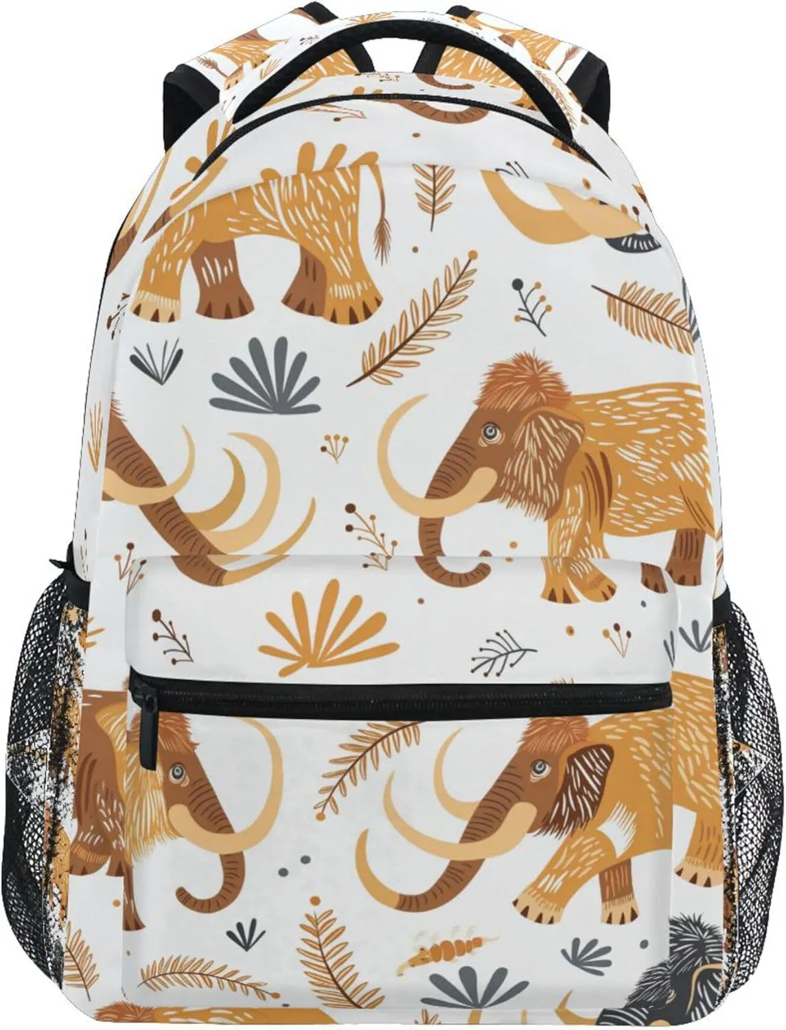 Cute Mammoths Backpack Laptop Tablet Travel School Bag with Name Tag for Boys Girls