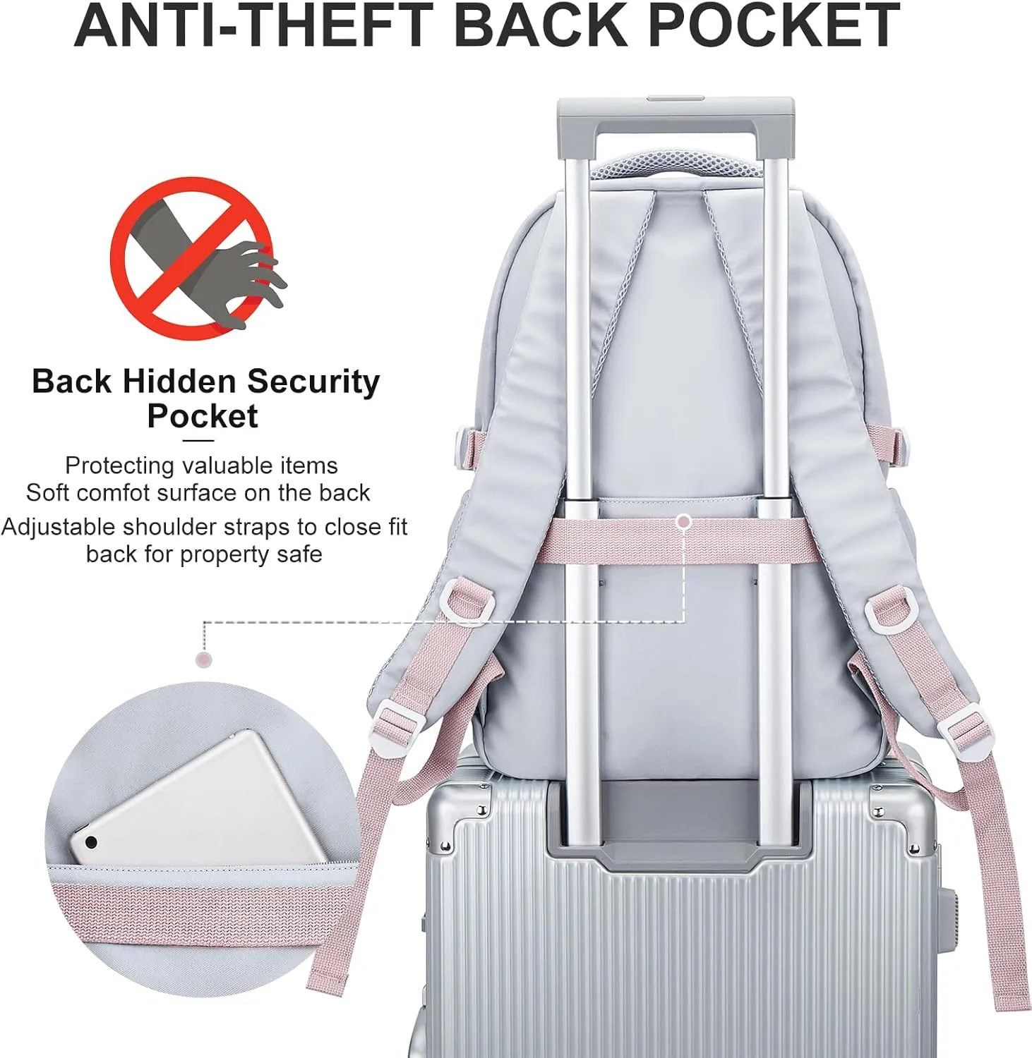 Cute Middle School Backpack For Teen Girls,Waterproof Casual Bookbags,Lightweight Travel Daypack,Basic Laptop College Backpack For Women(grey