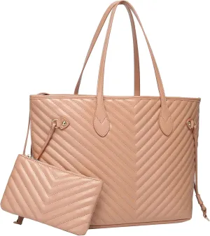 Daisy Rose Tote Shoulder Travel Bag & Matching Clutch PU Vegan Leather