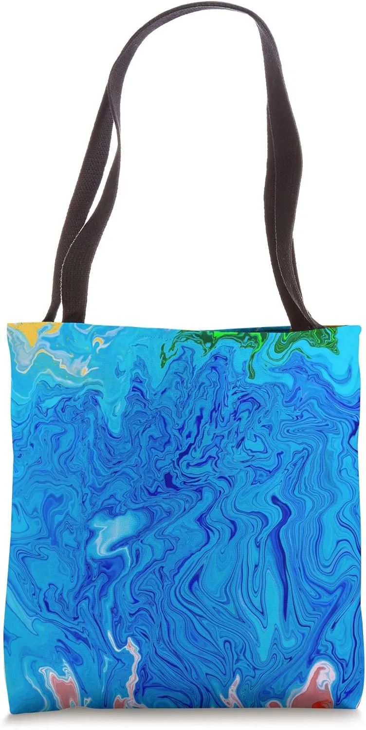 Day At The Beach Vibes Marbled Paint Abstract Art Vacation Tote Bag