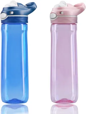 DEARART 2-Pack 26oz Blue Water Bottle and Pink Water Bottle Without Straw, AUTOSPOUT Wide Mouth BPA FREE Leak Proof, Has Handle Easy Carried Suit Office Home Sports Travel School etc.