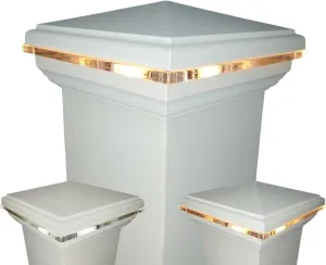 DekLights® 12-Volt Lighted Post Cap for 4-1/4" x4-1/4 Posts. Fits Timbertech Radiance Rail Express Deck Posts & Aluminum 4.25x4.25 Post Sleeves. Warm or Bright White Replaceable LED Bulbs (3000k bulb)
