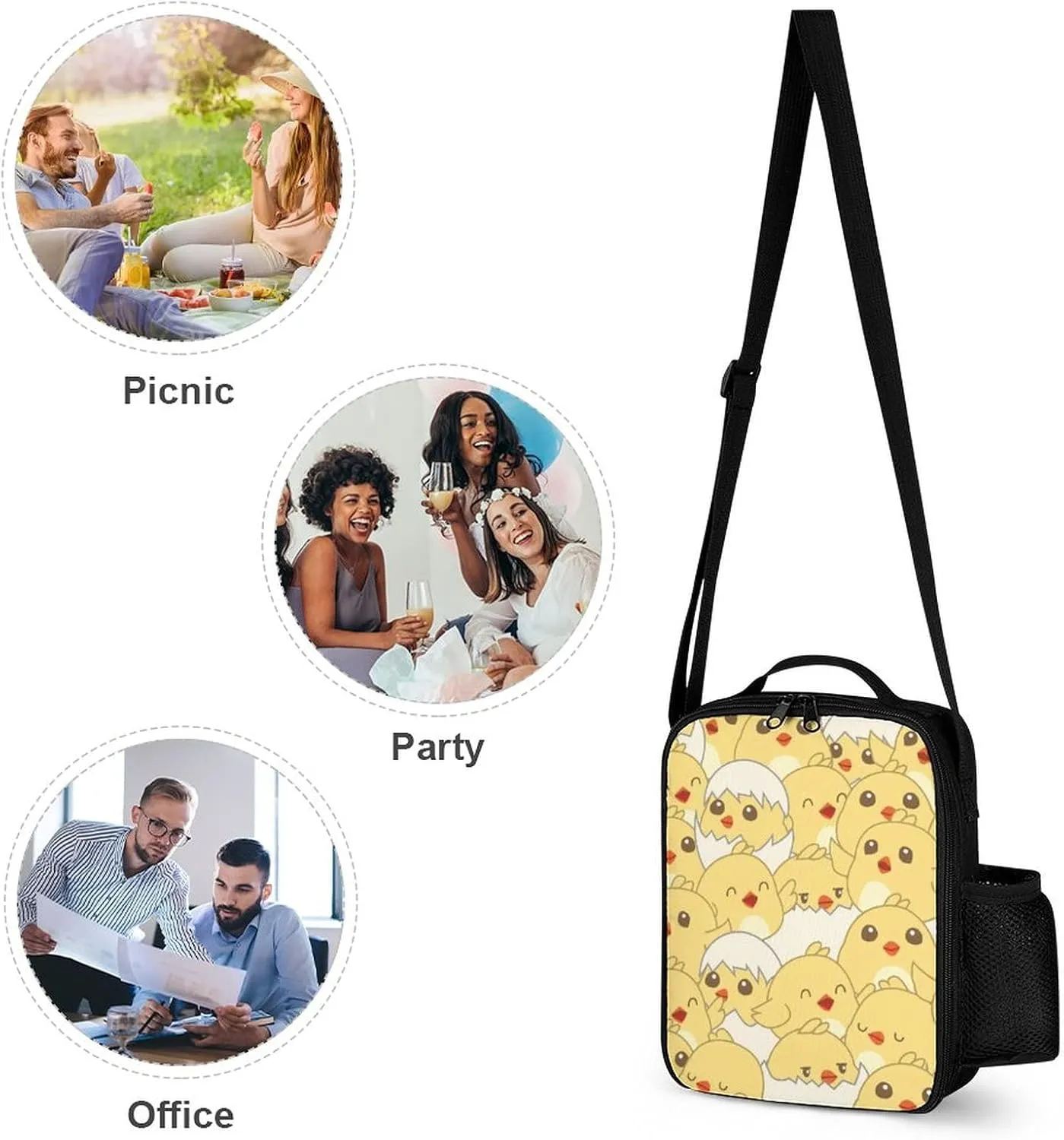Delerain Baby Chicks 3 Pcs Backpack Set for Kids Back to School Bookbag with Lunch Box and Pencil Case Durable Lightweight Travel for Teens Students Boys Girls