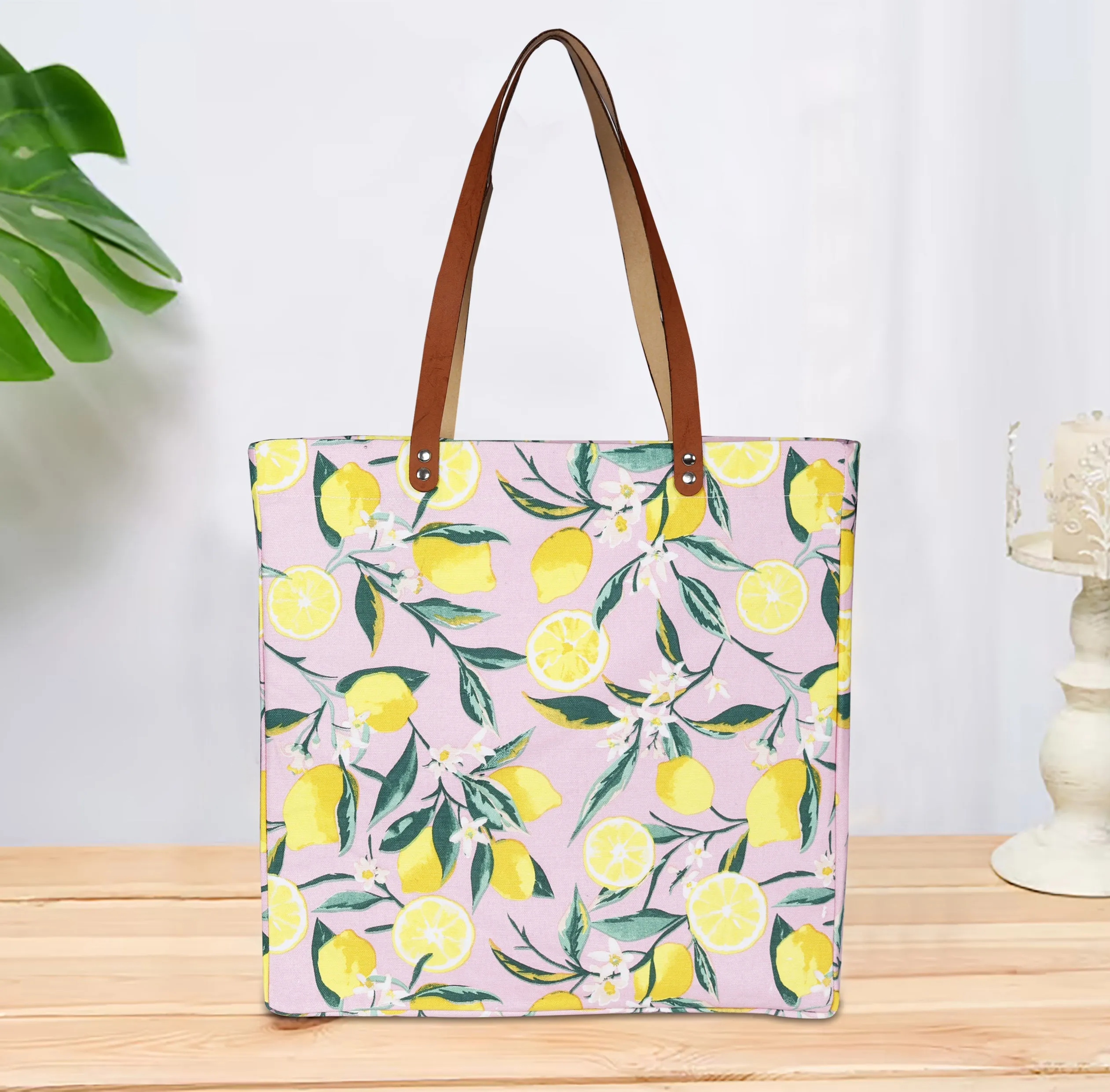 Digital Secure Printed (Pack Canvas Cotton of Tote 1) Bags Shopping Sleek