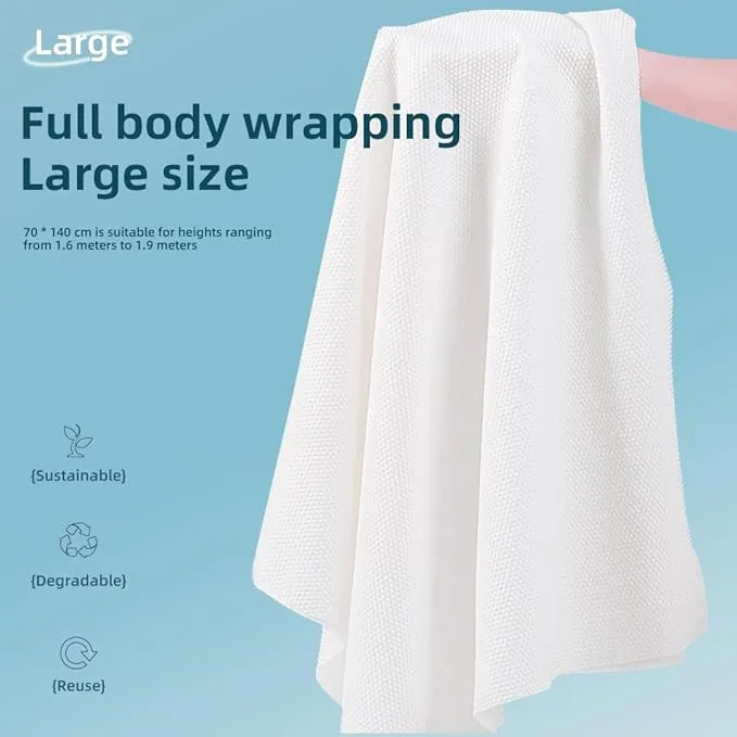 Disposable Compressed Towel,5 Pcs Large Pure Cotton Bath Towels 55 x 27.5 inch,Portable Light and Reusable for Hiking, Camping, Beach, Swimming and Traveling