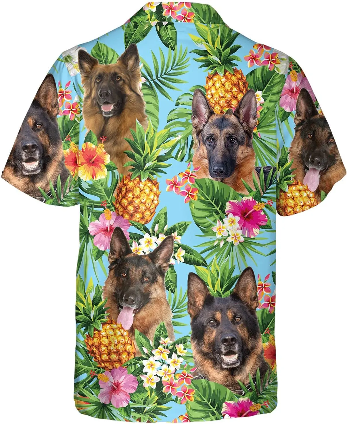 Dog Lover Tropical Shirts for Men, Tropical Hawaiian Shirt Short Sleeve,Pineapple Stylish Tropical Shirt for Men S6