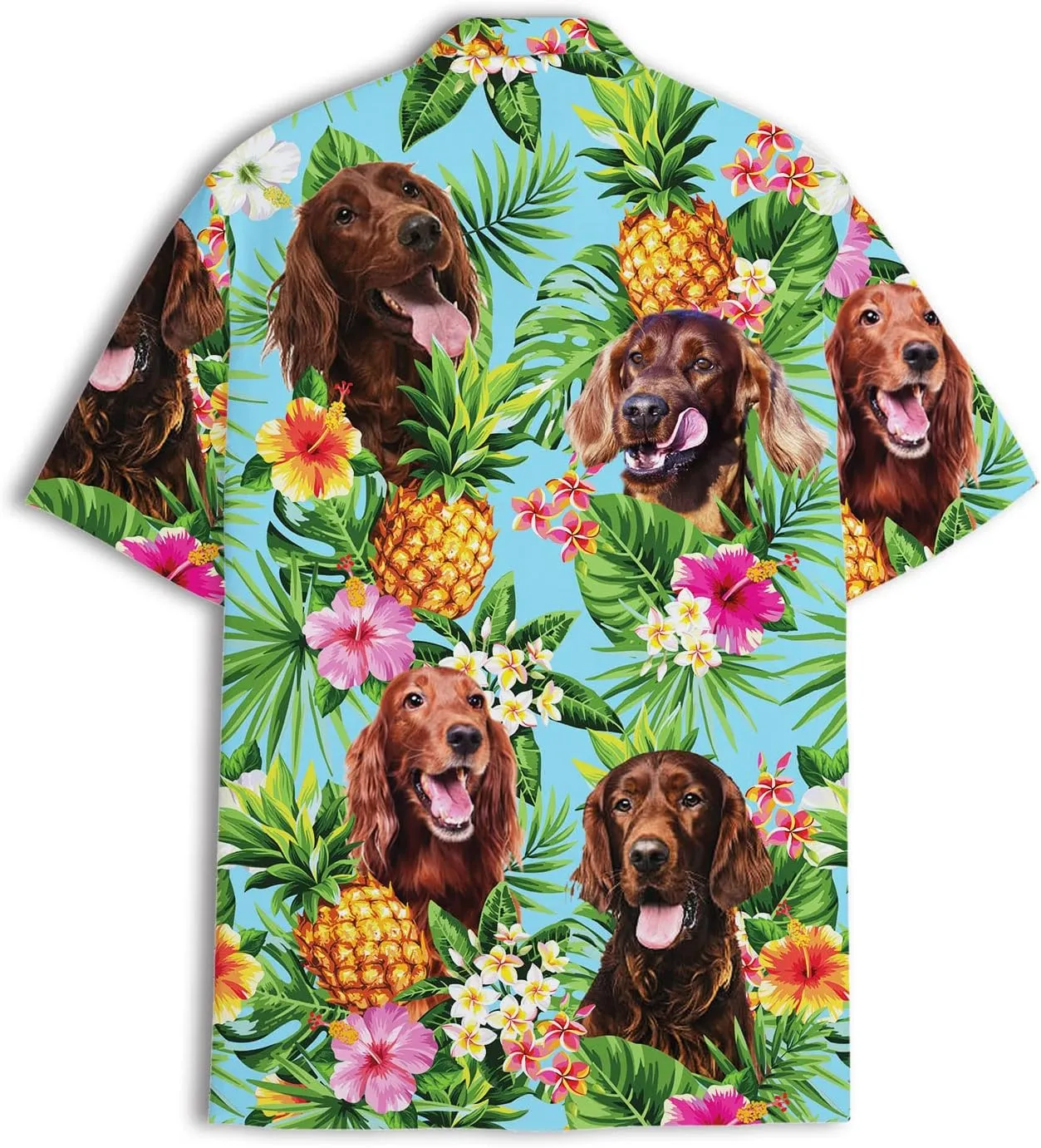 Dog Lover Tropical Shirts for Men, Tropical Hawaiian Shirt Short Sleeve,Pineapple Stylish Tropical Shirt for Men S6