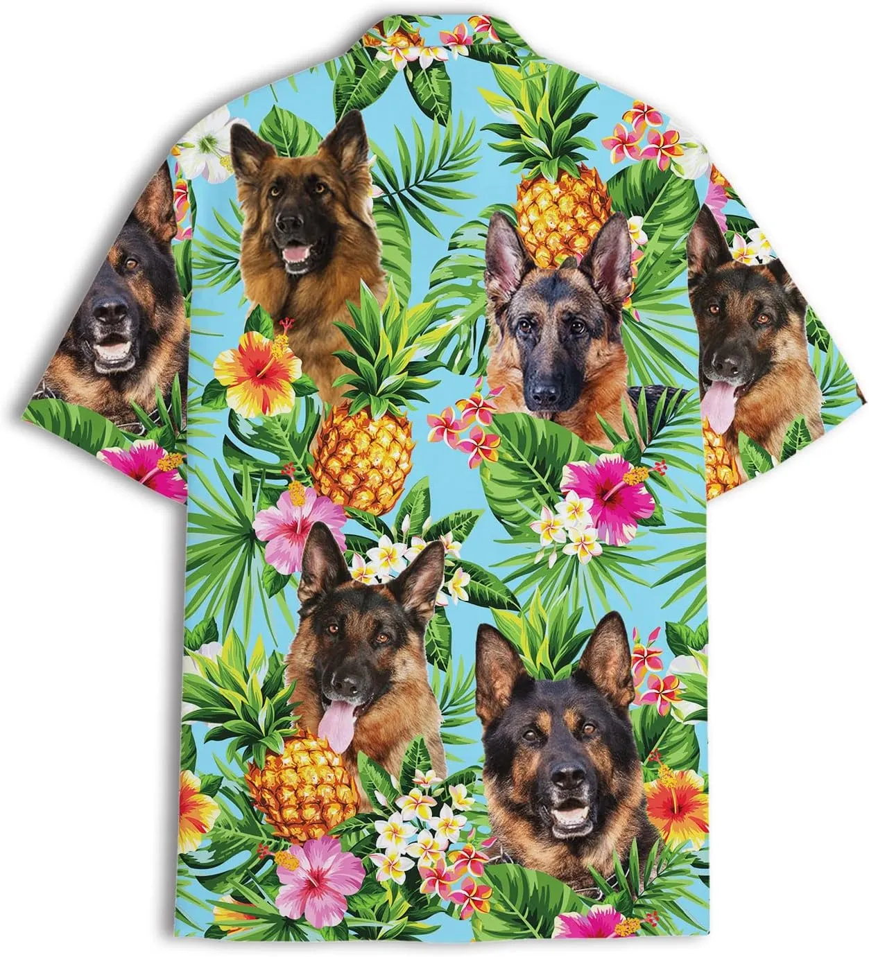 Dog Lover Tropical Shirts for Men, Tropical Hawaiian Shirt Short Sleeve,Pineapple Stylish Tropical Shirt for Men S6