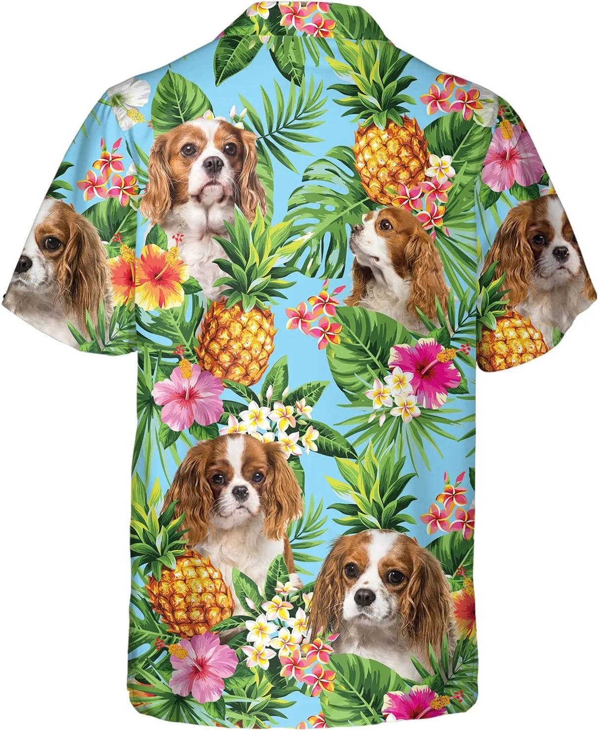 Dog Lover Tropical Shirts for Men, Tropical Hawaiian Shirt Short Sleeve,Pineapple Stylish Tropical Shirt for Men S6