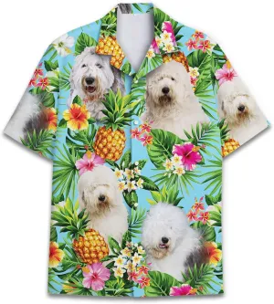 Dog Lover Tropical Shirts for Men, Tropical Hawaiian Shirt Short Sleeve,Pineapple Stylish Tropical Shirt for Men S6
