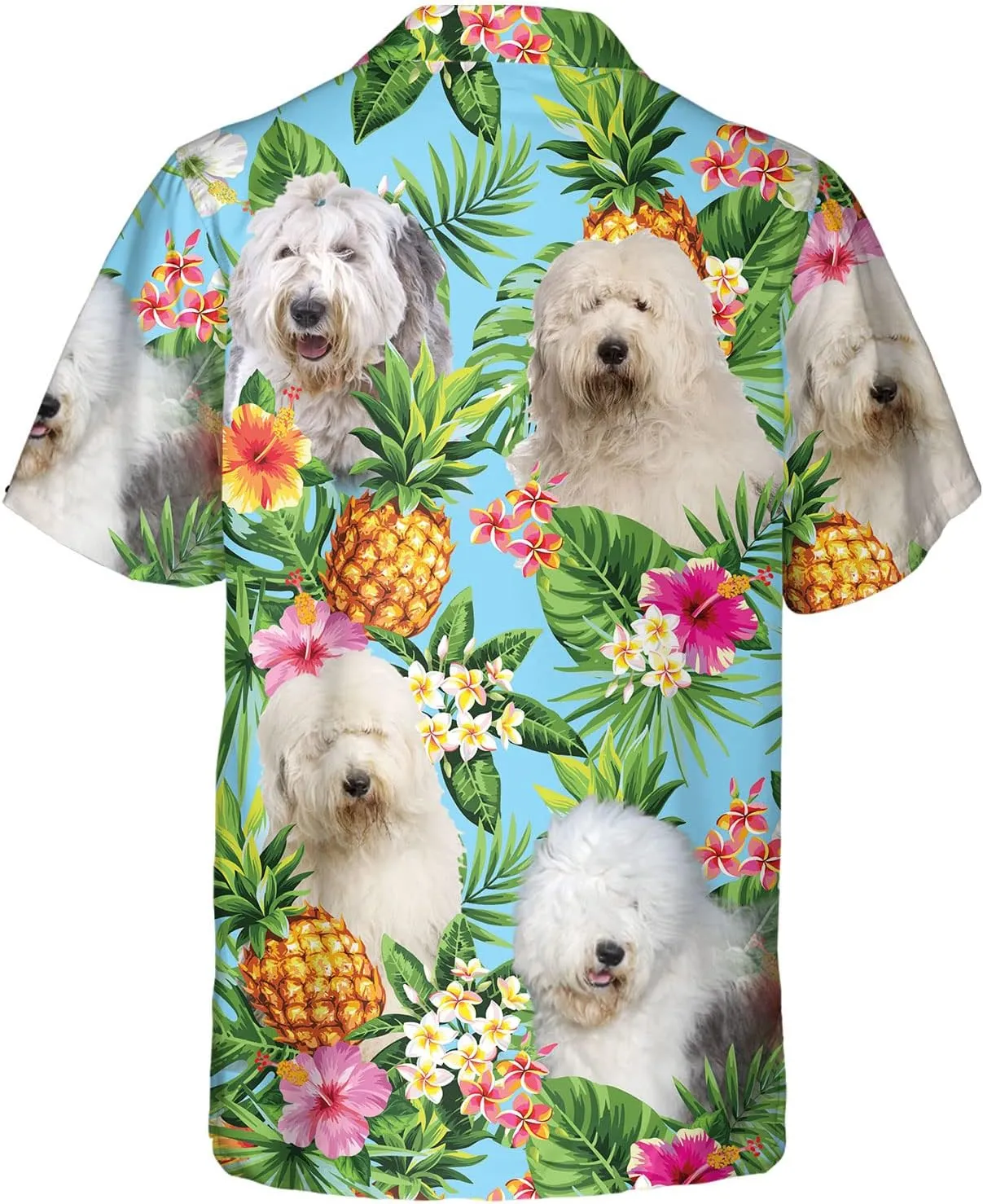 Dog Lover Tropical Shirts for Men, Tropical Hawaiian Shirt Short Sleeve,Pineapple Stylish Tropical Shirt for Men S6