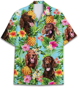 Dog Lover Tropical Shirts for Men, Tropical Hawaiian Shirt Short Sleeve,Pineapple Stylish Tropical Shirt for Men S6
