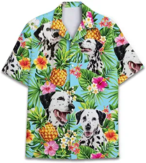 Dog Lover Tropical Shirts for Men, Tropical Hawaiian Shirt Short Sleeve,Pineapple Stylish Tropical Shirt for Men S6