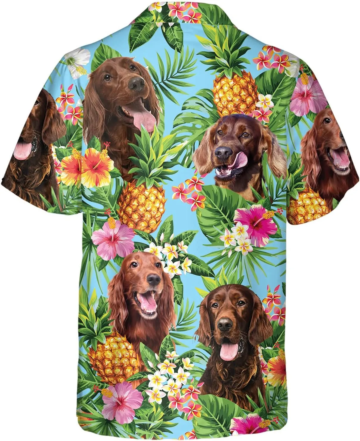 Dog Lover Tropical Shirts for Men, Tropical Hawaiian Shirt Short Sleeve,Pineapple Stylish Tropical Shirt for Men S6
