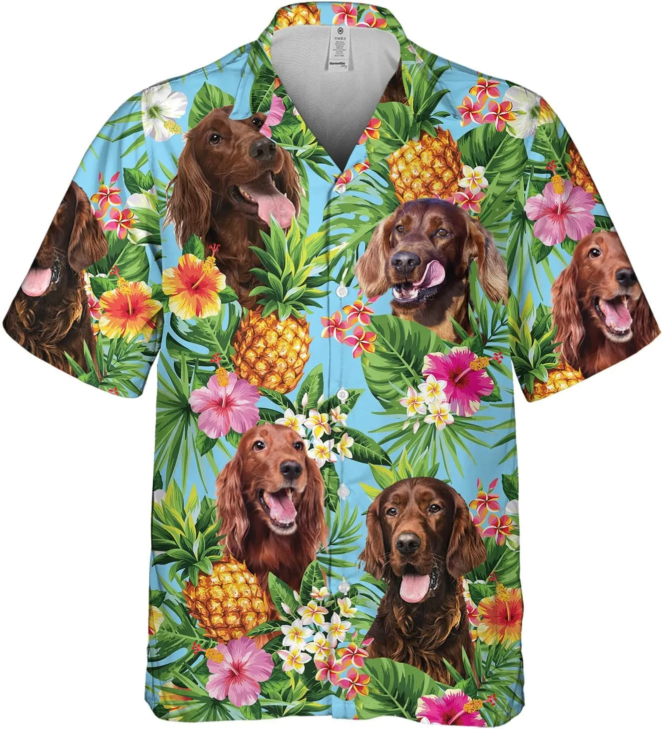 Dog Lover Tropical Shirts for Men, Tropical Hawaiian Shirt Short Sleeve,Pineapple Stylish Tropical Shirt for Men S6