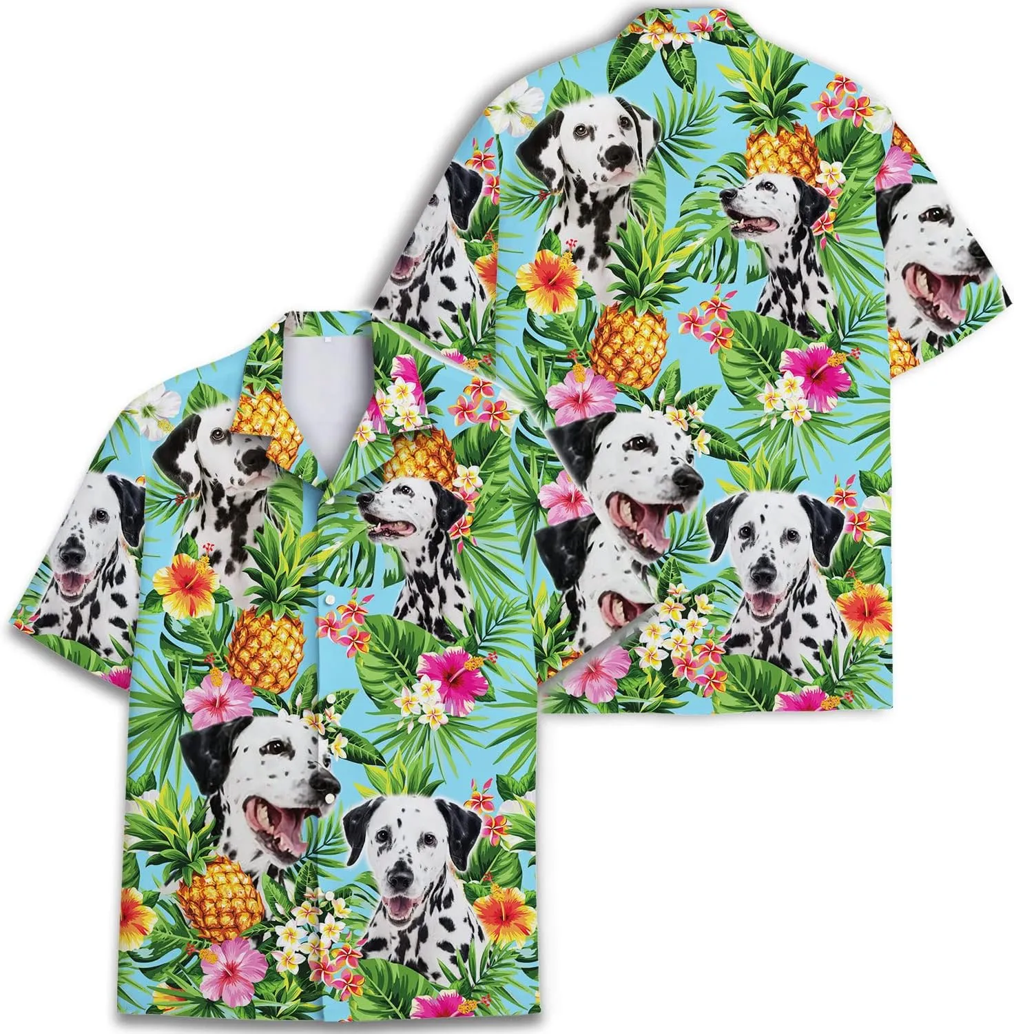 Dog Lover Tropical Shirts for Men, Tropical Hawaiian Shirt Short Sleeve,Pineapple Stylish Tropical Shirt for Men S6
