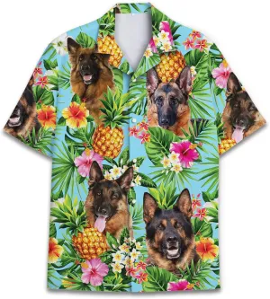 Dog Lover Tropical Shirts for Men, Tropical Hawaiian Shirt Short Sleeve,Pineapple Stylish Tropical Shirt for Men S6