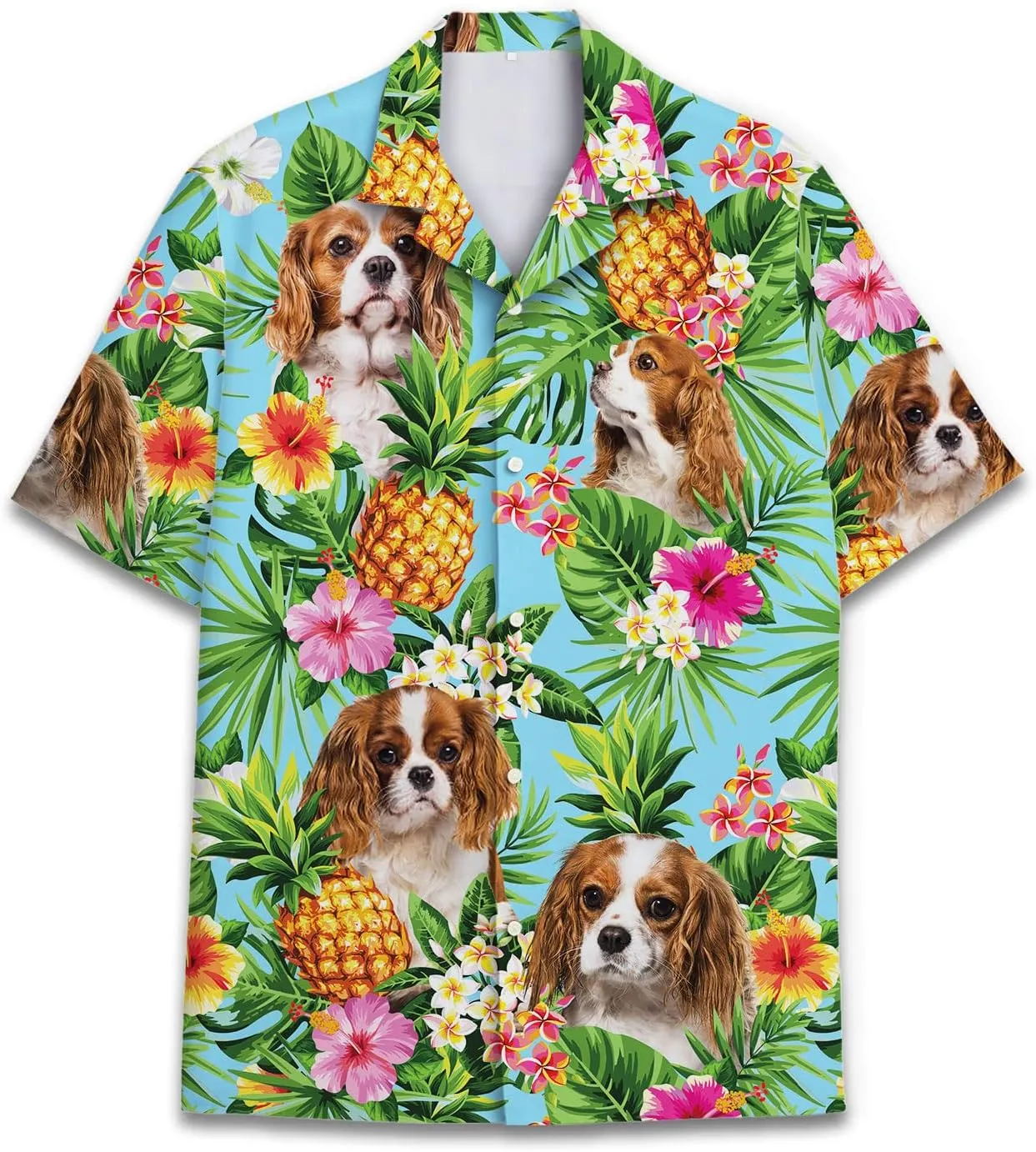 Dog Lover Tropical Shirts for Men, Tropical Hawaiian Shirt Short Sleeve,Pineapple Stylish Tropical Shirt for Men S6