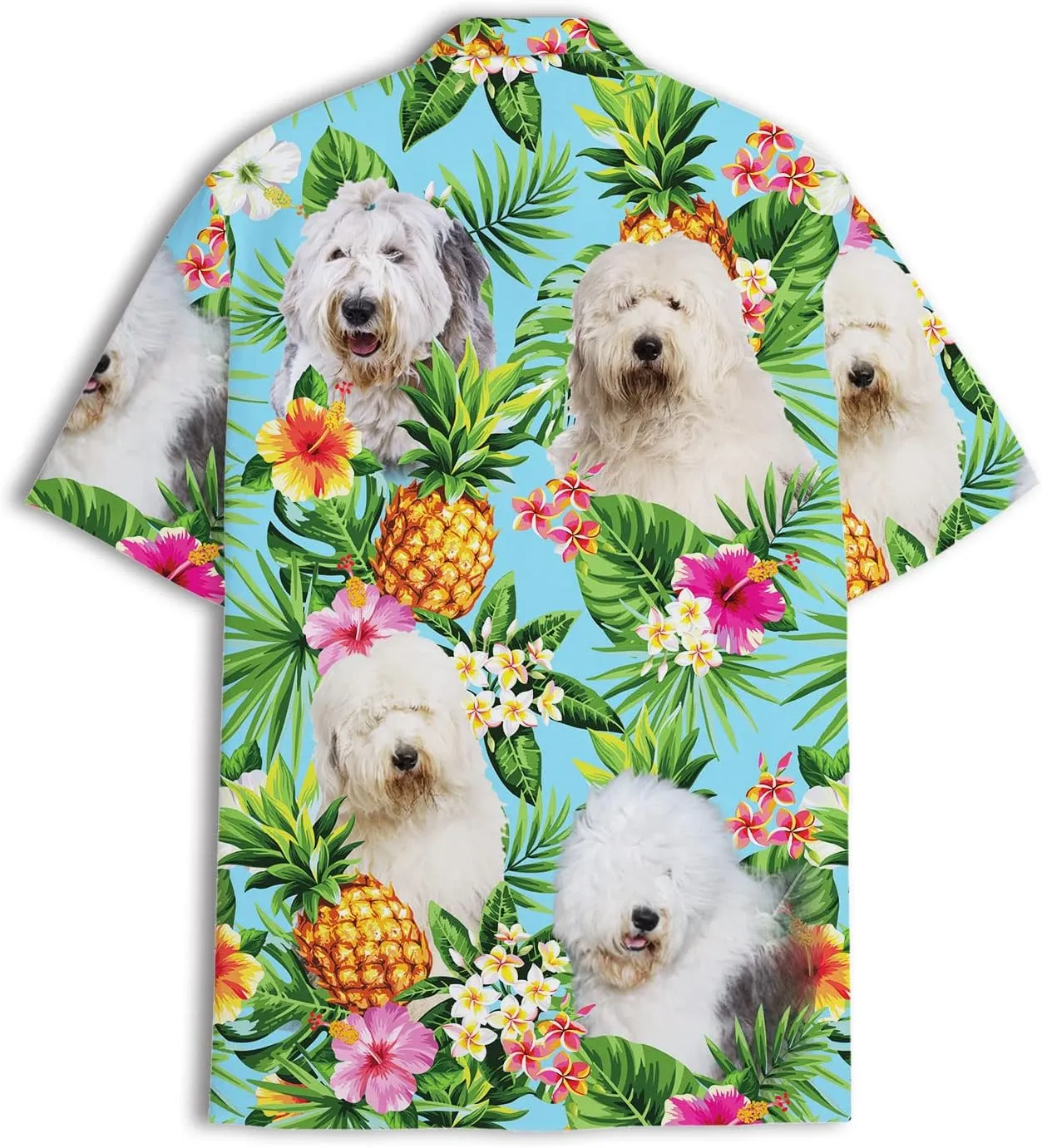 Dog Lover Tropical Shirts for Men, Tropical Hawaiian Shirt Short Sleeve,Pineapple Stylish Tropical Shirt for Men S6