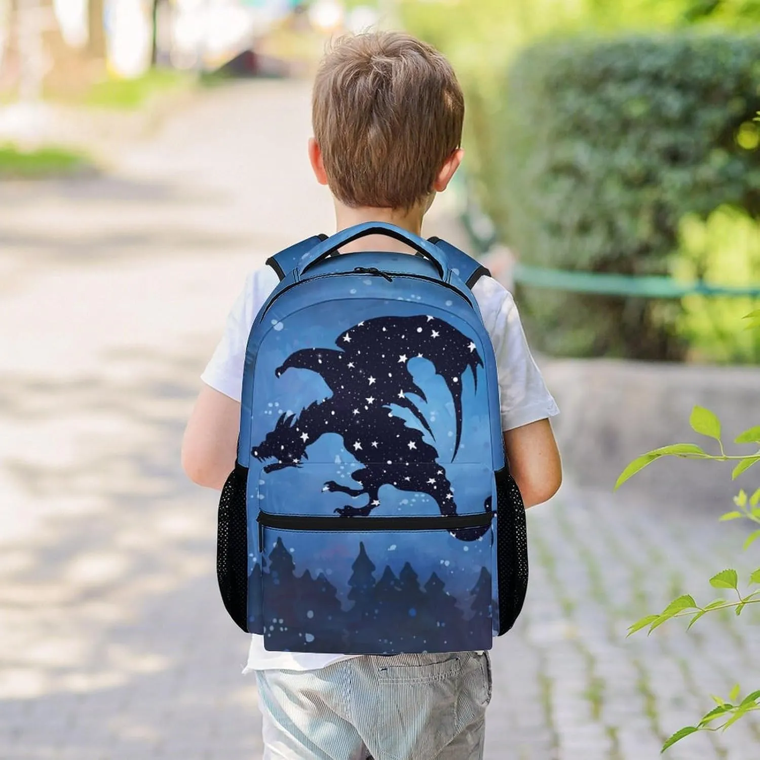 Dragon Backpack for Girls Boys, 16 Inch Backpacks for School, Cute, Adjustable Straps, Durable, Lightweight, Large Capacity Bookbag for Kids