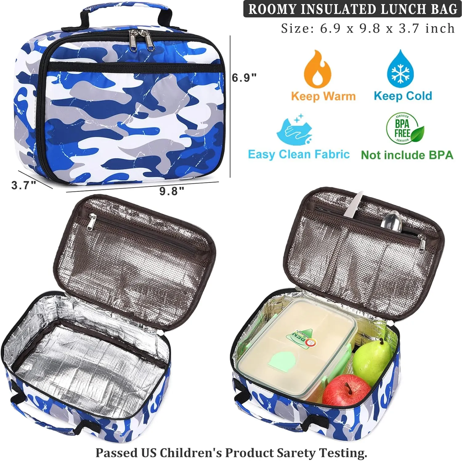 DSIUE Backpacks for Boys School Bags for Kids Elementary Bookbag and Lunch Box Set Camo Grey