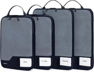 ECOHUB 4 Set Compression Packing Cubes for Travel, Suitcases Organizer Bags with YKK Zipper, Tear Resistant, Lightweight