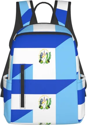 El Salvador Guatemala Guatemalan Flag Casual Laptop Backpack Travel Rucksack Sports Daypack Adjustable Strap Bags with Multi-Pockets for Working Running Camping