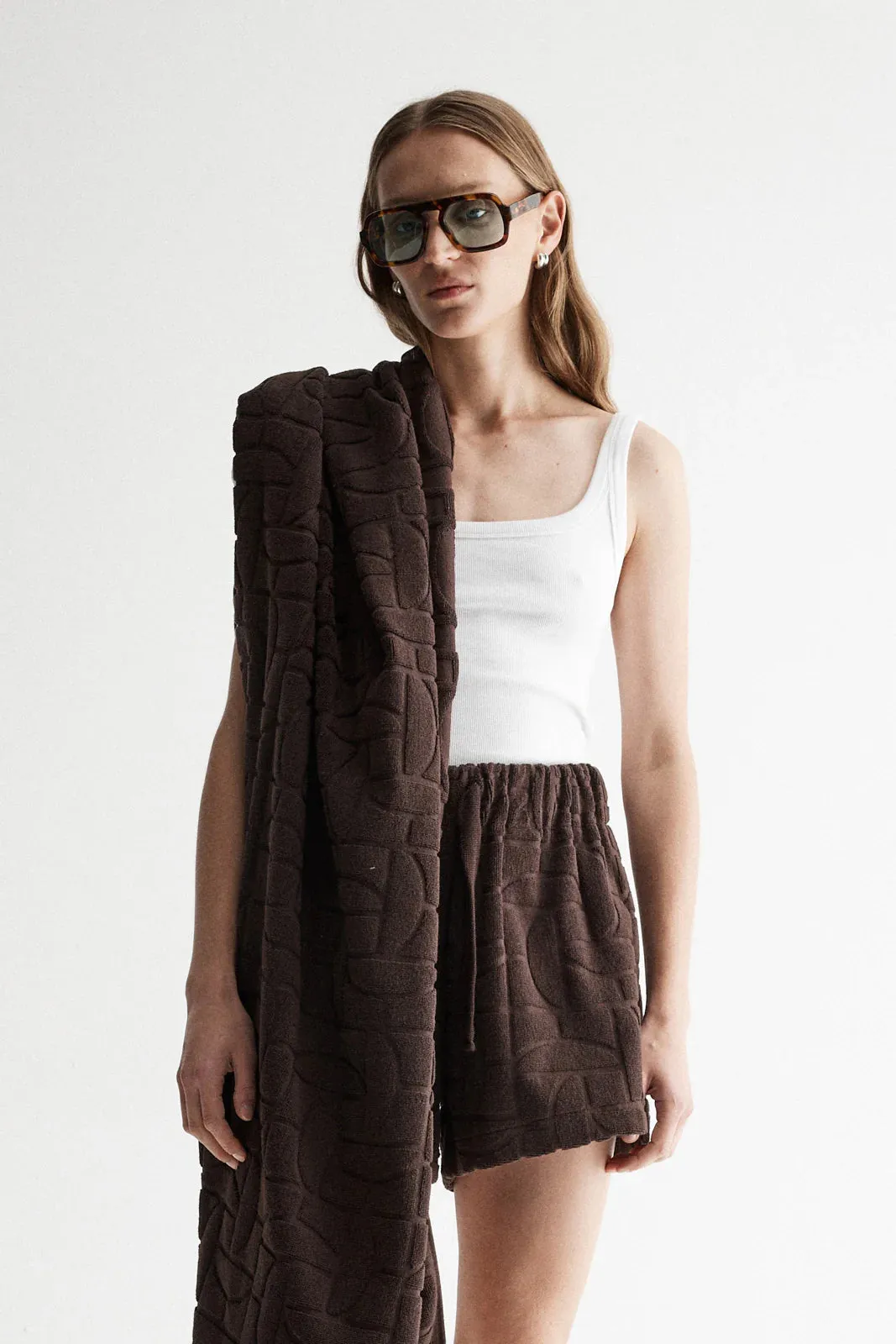Elka Collective - Monogram Towel Chocolate
