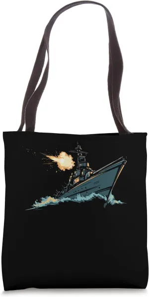 Epic Battleship Missile Launch Scene Tote Bag