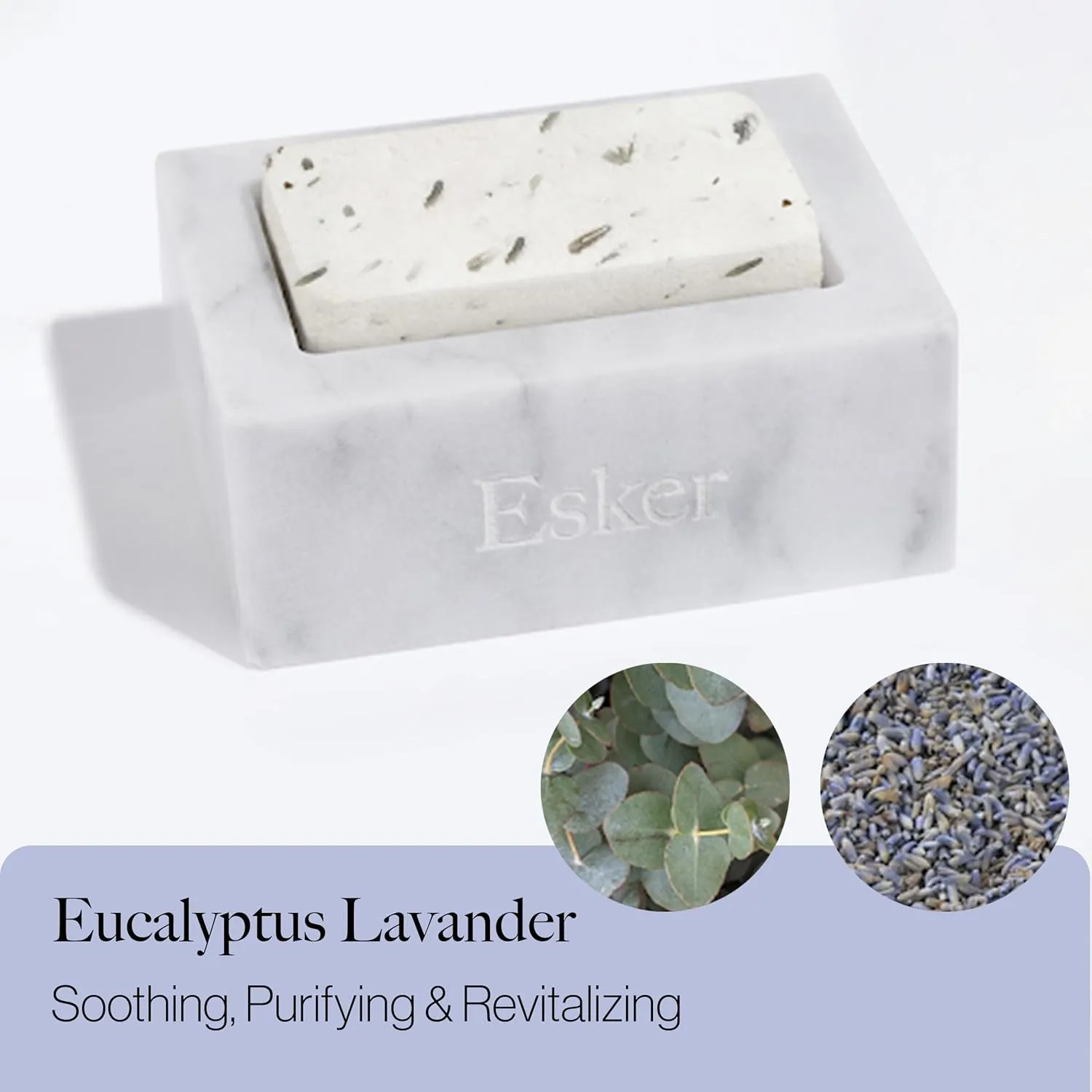 ESKER - Aromatic Shower Steamer Set | Vegan, Cruelty-Free, Clean Beauty (Calendula Palo Santo   Eucalyptus Lavender   Rosemary Mint   Bergamot Blood Orange Steamers with Marble Holder)
