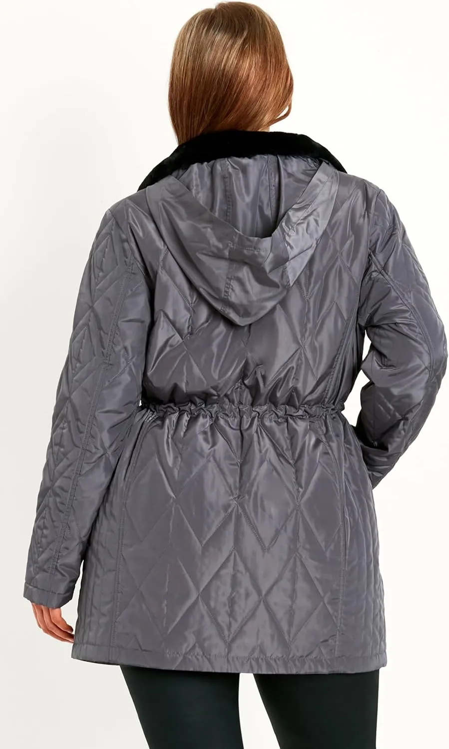 EVANS Women's Plus Size Coat Fur Collar Padded
