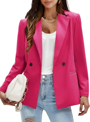 EXLURA Women's Business Casual Blazers Lightweight Long Sleeve Knit Lapel Loose Fit Work Office Suit Jackets with Pocket 2025
