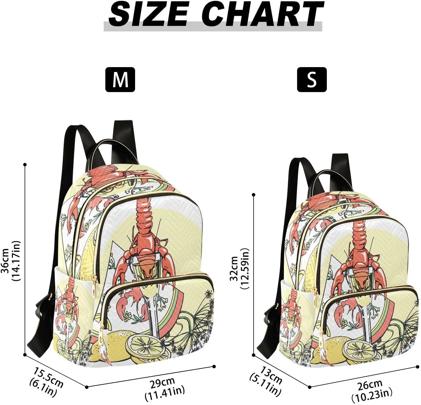 Exnundod Backpack Purse for Women Crayfish Lemon Mini Backpack Casual Backpack Print Travel Daypack Medium