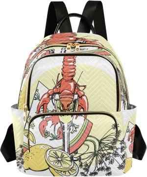 Exnundod Backpack Purse for Women Crayfish Lemon Mini Backpack Casual Backpack Print Travel Daypack Medium
