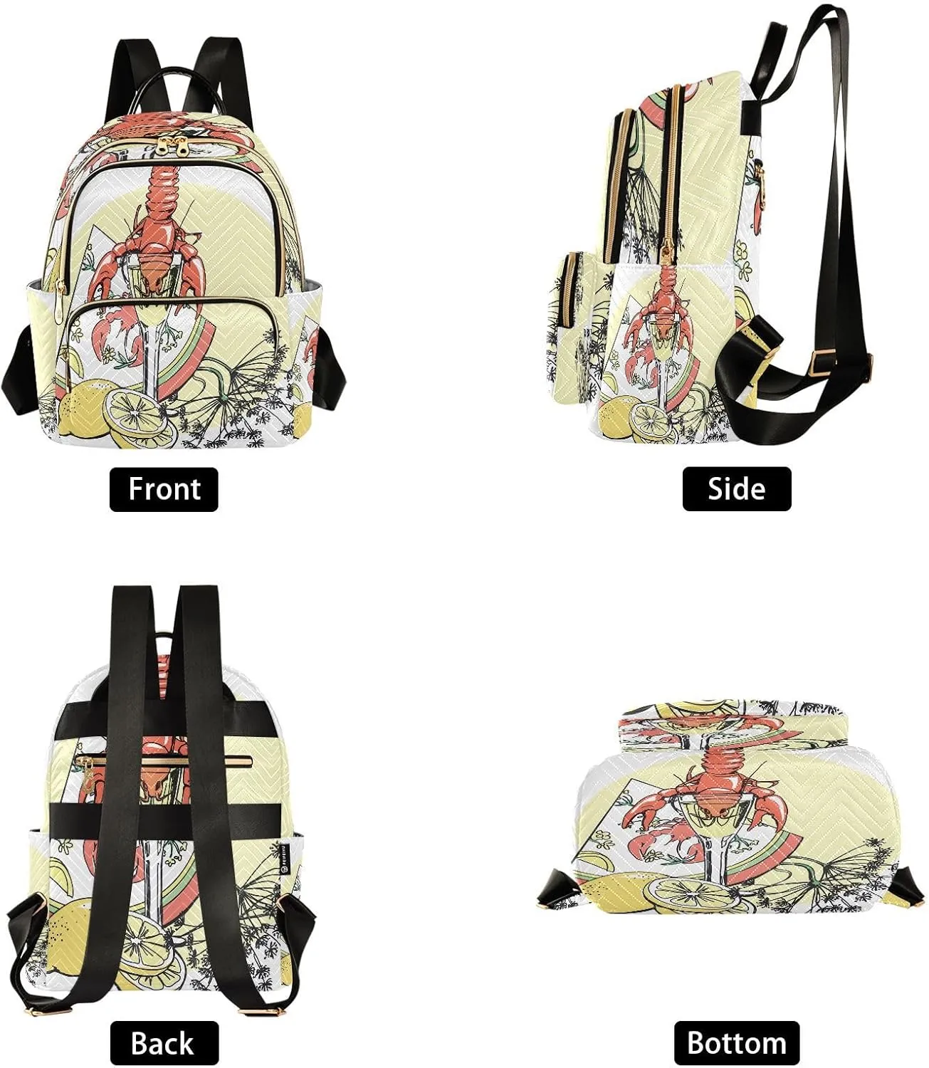 Exnundod Backpack Purse for Women Crayfish Lemon Mini Backpack Casual Backpack Print Travel Daypack Medium