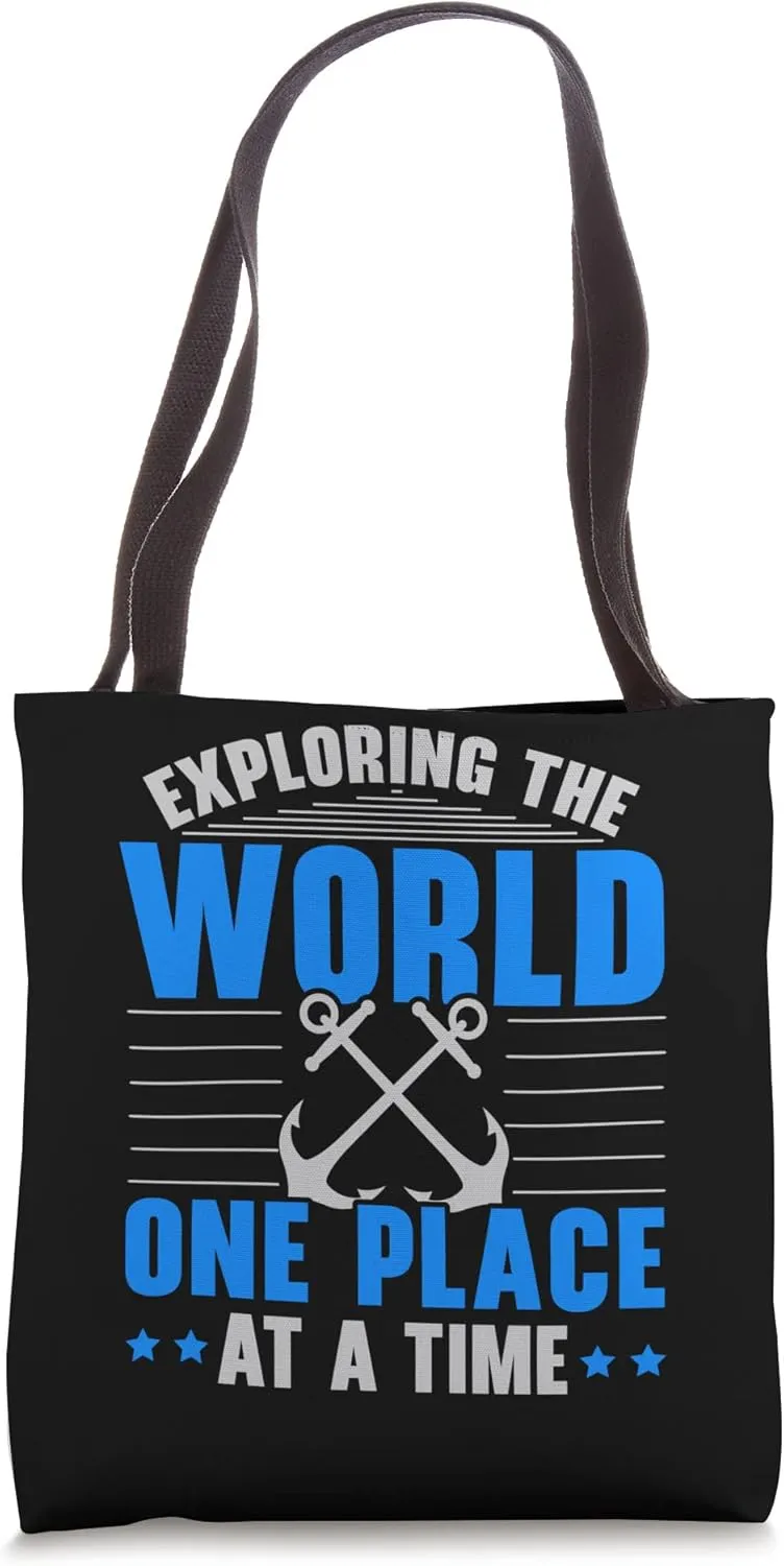 Exploring The World One Place At A Time Nautical Sailor Tote Bag