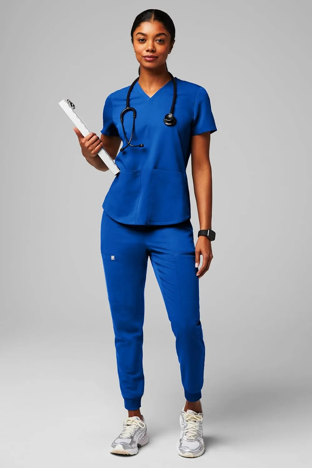Fabletics Women's Method 2-Pocket Scrub Top - MotionTech, 4-Way Stretch, Wrinkle-Resist, Anti-Shrink