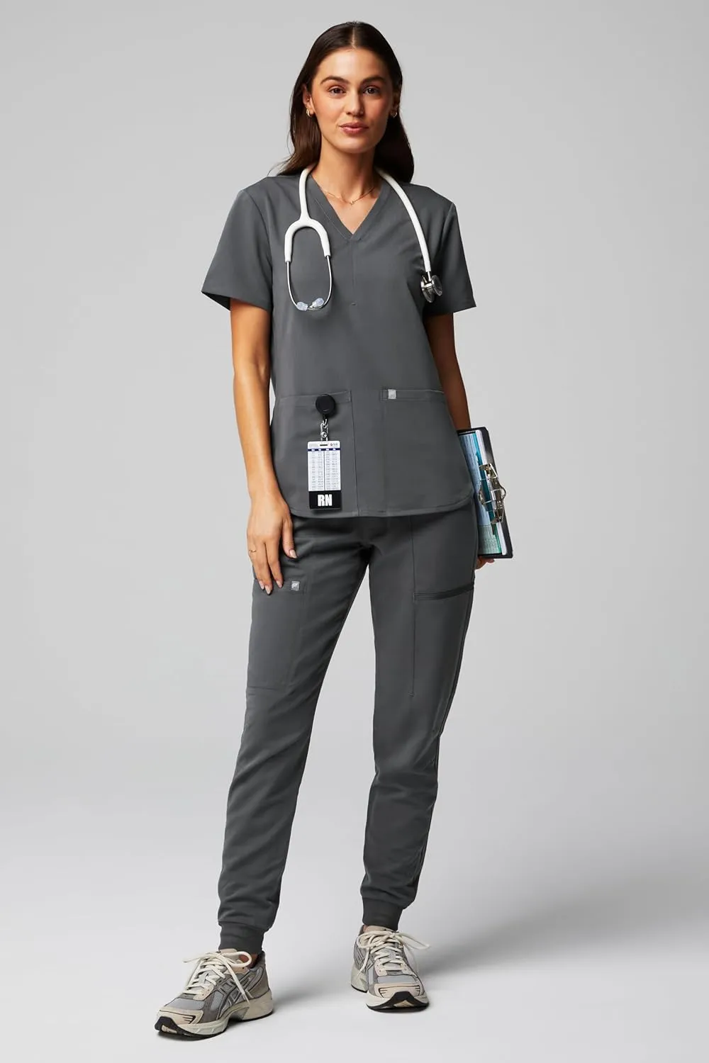 Fabletics Women's Method 2-Pocket Scrub Top - MotionTech, 4-Way Stretch, Wrinkle-Resist, Anti-Shrink