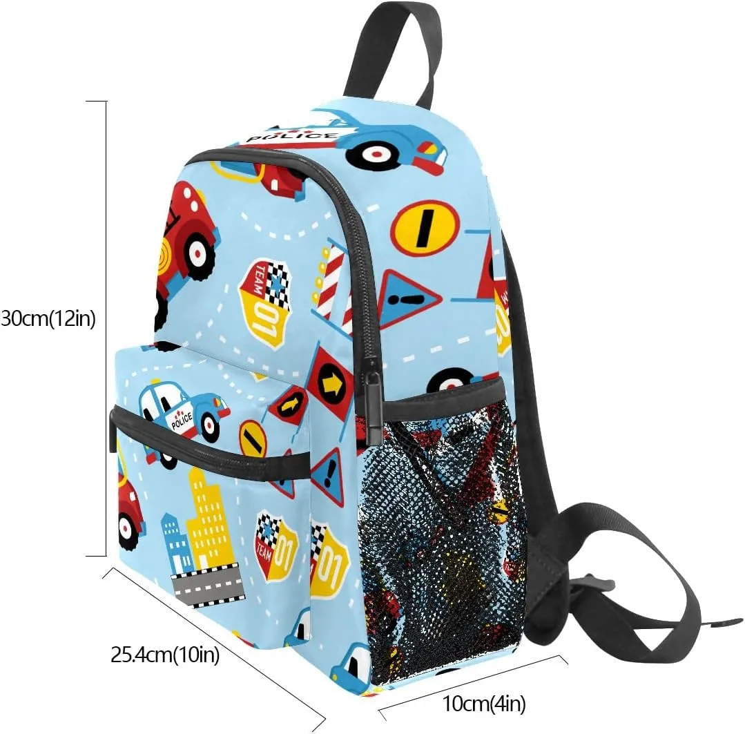 FCZ Kids School Bag Girls Boys Preschool Toddler Backpack for Boy Girl Lightweight Shoulder Book Bag for Kids Perfect Back Pack for Toddler to Kindergarten Firefighter Police Car Blue