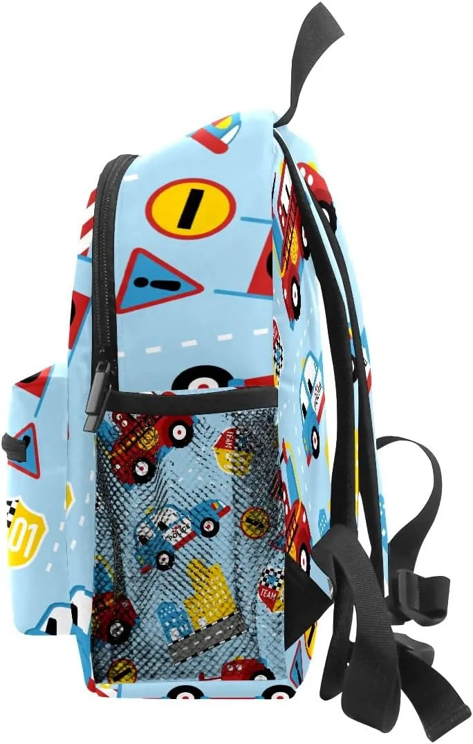 FCZ Kids School Bag Girls Boys Preschool Toddler Backpack for Boy Girl Lightweight Shoulder Book Bag for Kids Perfect Back Pack for Toddler to Kindergarten Firefighter Police Car Blue