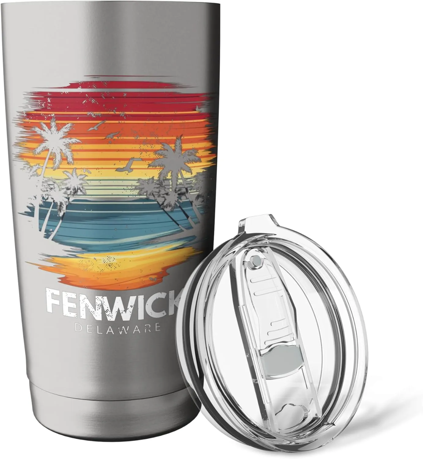 Fenwick Island Delaware Surfboard Surfing Vintage Stainless Steel Insulated Tumbler