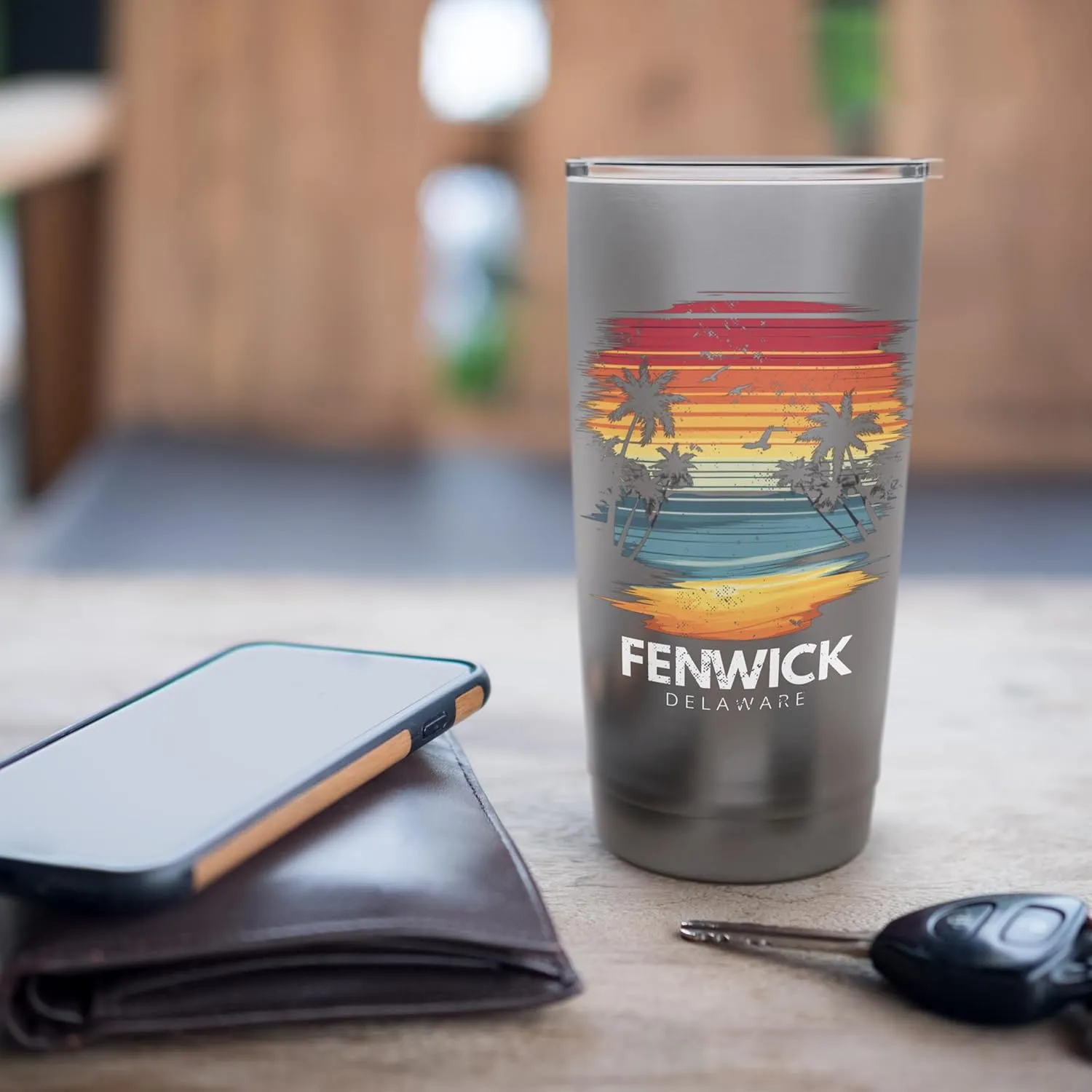 Fenwick Island Delaware Surfboard Surfing Vintage Stainless Steel Insulated Tumbler