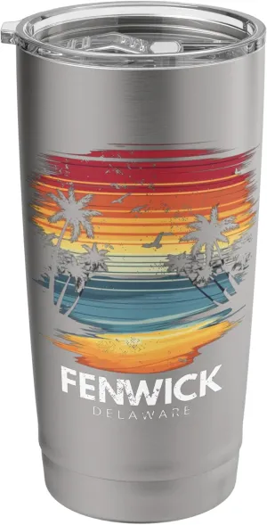 Fenwick Island Delaware Surfboard Surfing Vintage Stainless Steel Insulated Tumbler