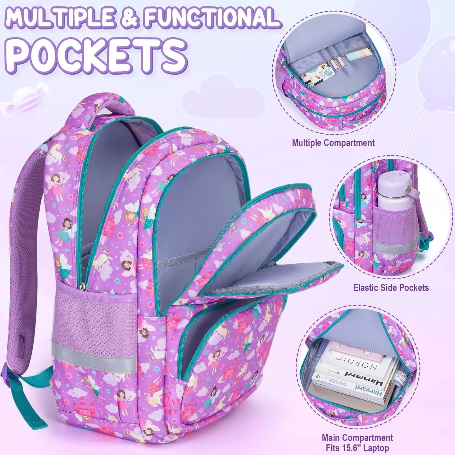 Fimibuke Kid Backpack for School Boy, 3PCS Waterproof Toddler School Bag Cute Bookbag Set with Lunch Box & Pencil Case for Preschool Kindergarten Elementary Back to School Student Ages 3-12, Dinosaur